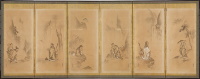 中国の仙人たちが描かれた屏風