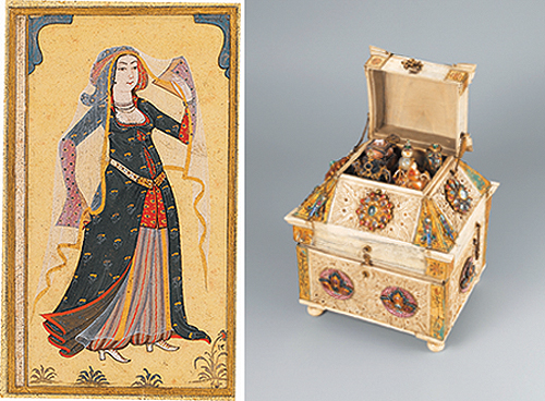 薄いベールを被った若い女性像　1710-20 年・象牙製化粧箱　18世紀