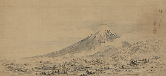 富士山を水彩風のタッチで爽やかに描く。