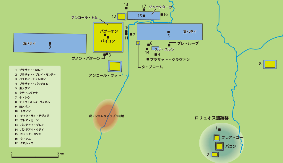 アンコール遺跡群の拡大位置図