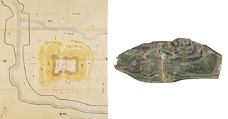 中島郡勝幡村古城絵図と小牧山城木製模型