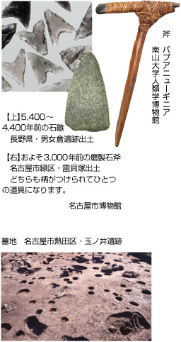 5,400～4,400年前の石鏃　斧　墓地