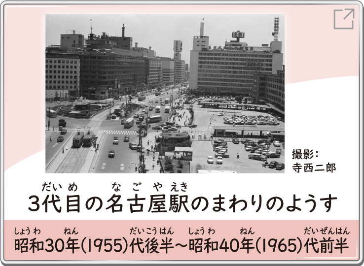 3代目の名古屋駅のまわりのようす　昭和30年（1955）代後半～昭和40年（1965）代前半